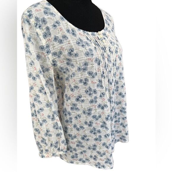 Lauren Jeans Co Ralph Lauren floral top with tiny pleats in front w/ buttons S - Picture 6 of 8